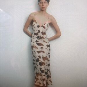 Zara animal print cow satin midi XS worn twice